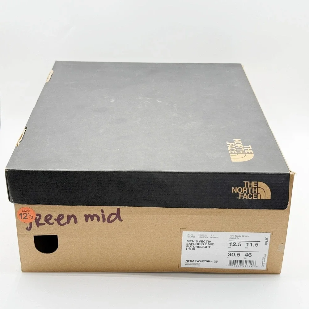 The North Face Vectiv Exploris‎ 2 Mid Futurelight Size 12.5 Mens Taupe Green NEW